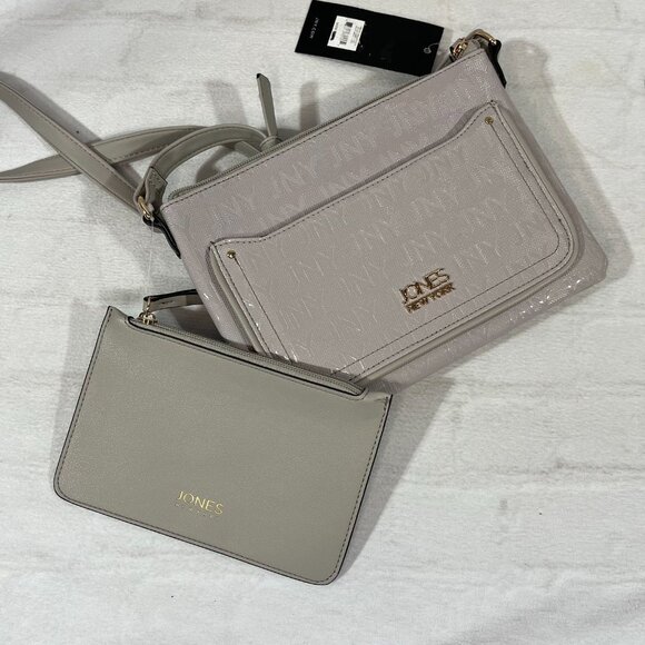 NWT Jones New York Yvette Crossbody Purse & Pouch 11JN951JN-MSC Emboss Cement - Picture 7 of 10
